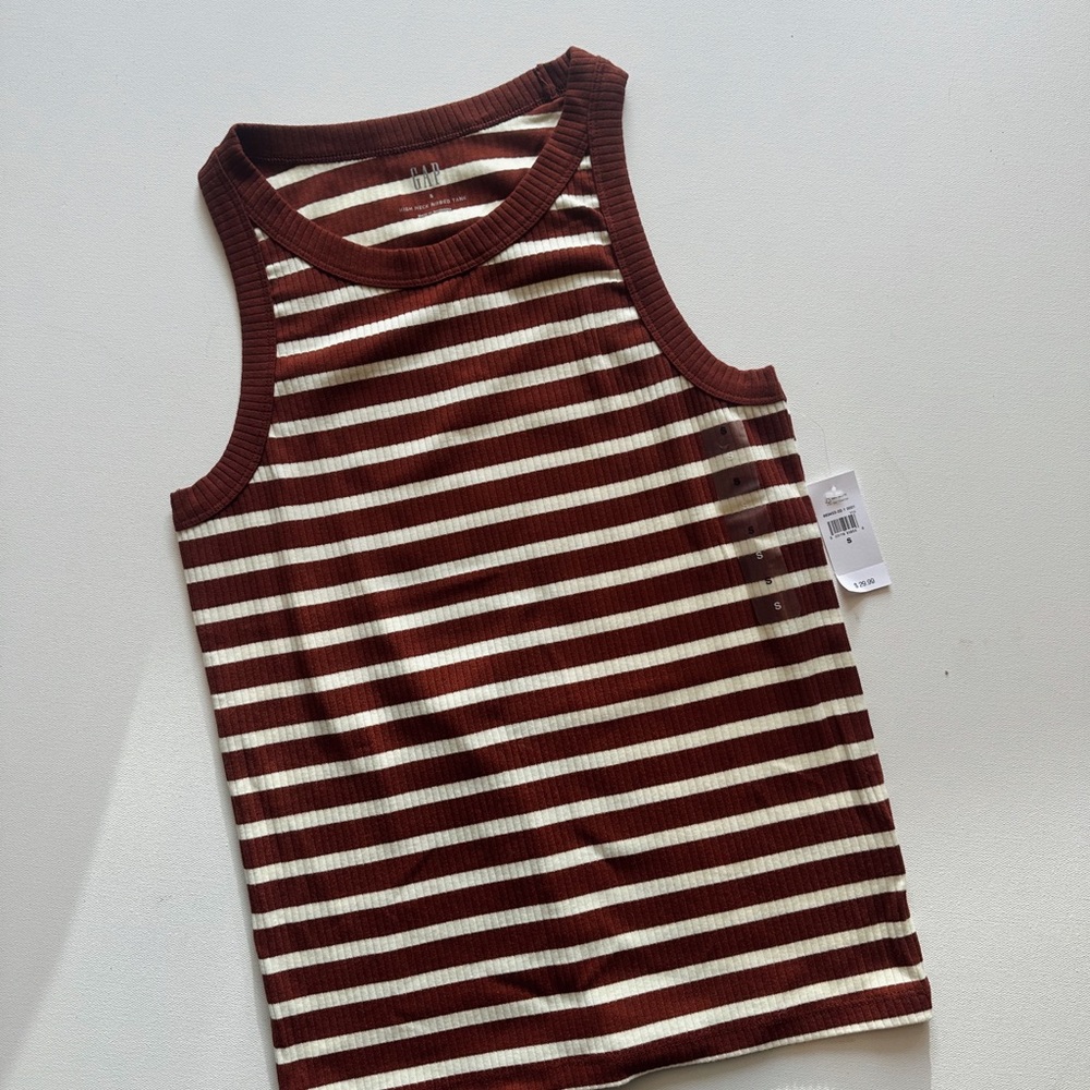 NWT Gap Striped Brown and White Women’s Tank Top